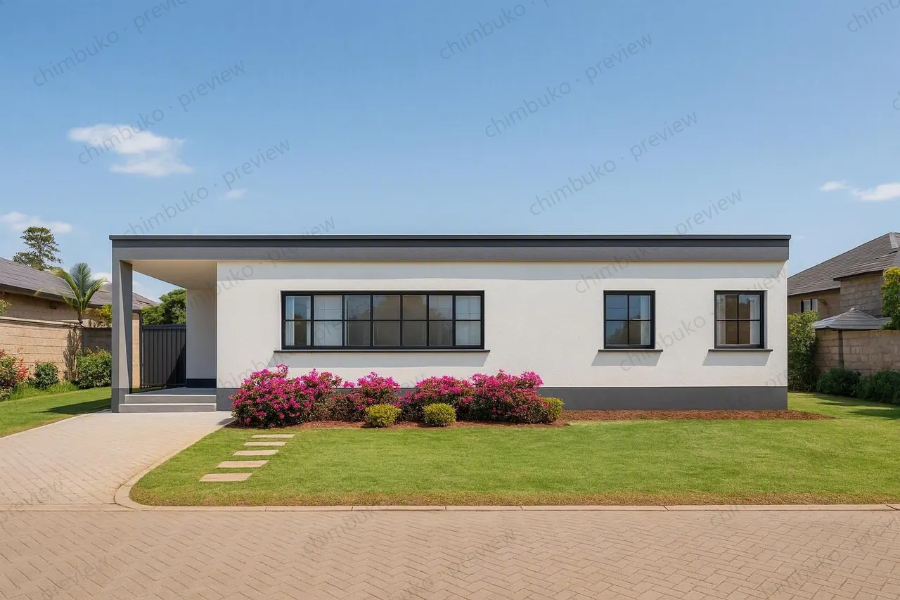Left side view of the compact 2-bedroom bungalow