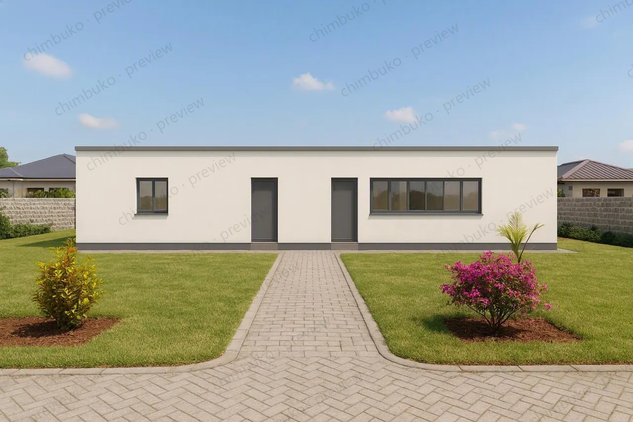 Right side view of the compact 2-bedroom bungalow
