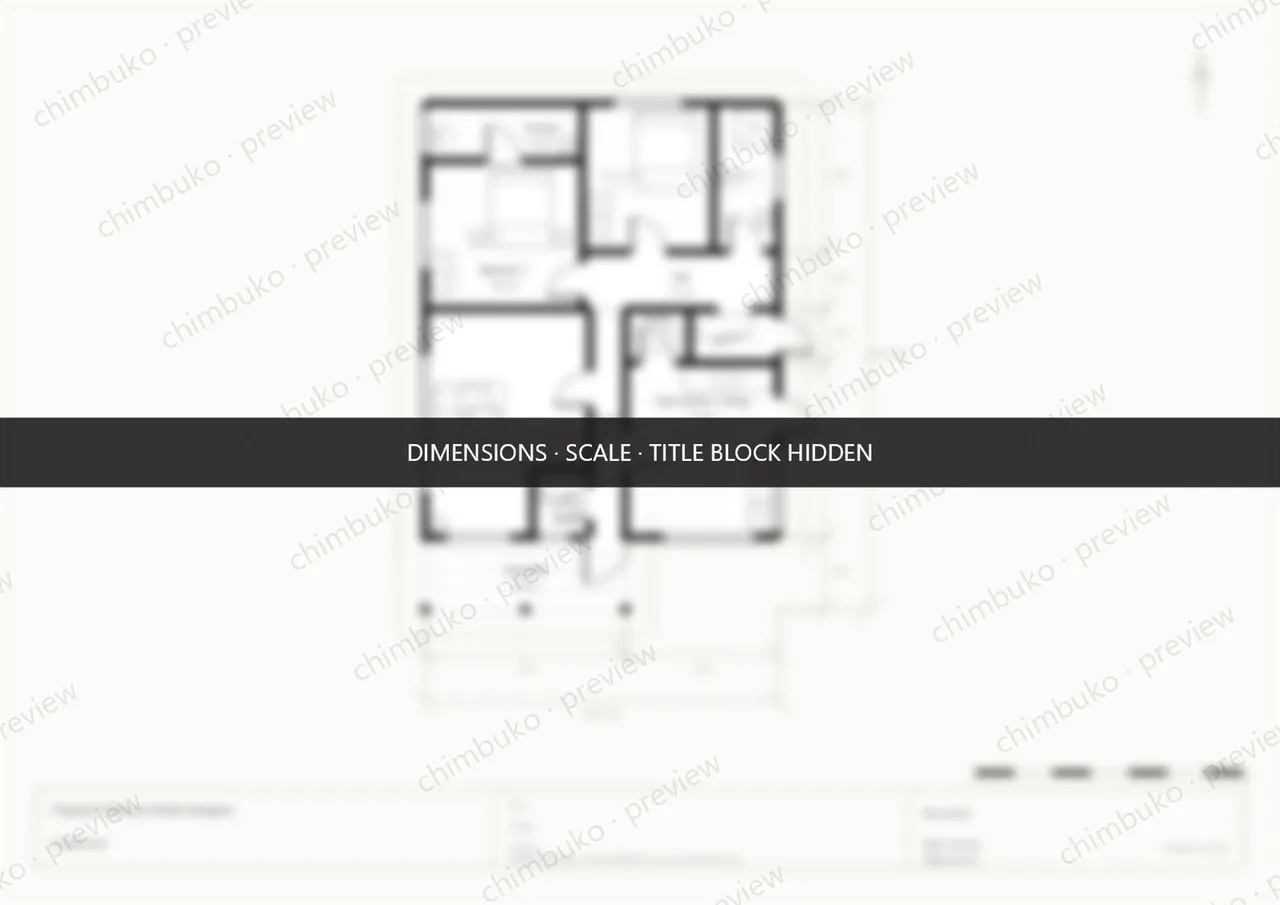 2-bedroom flat-roof bungalow floor plan Kenya — watermarked preview