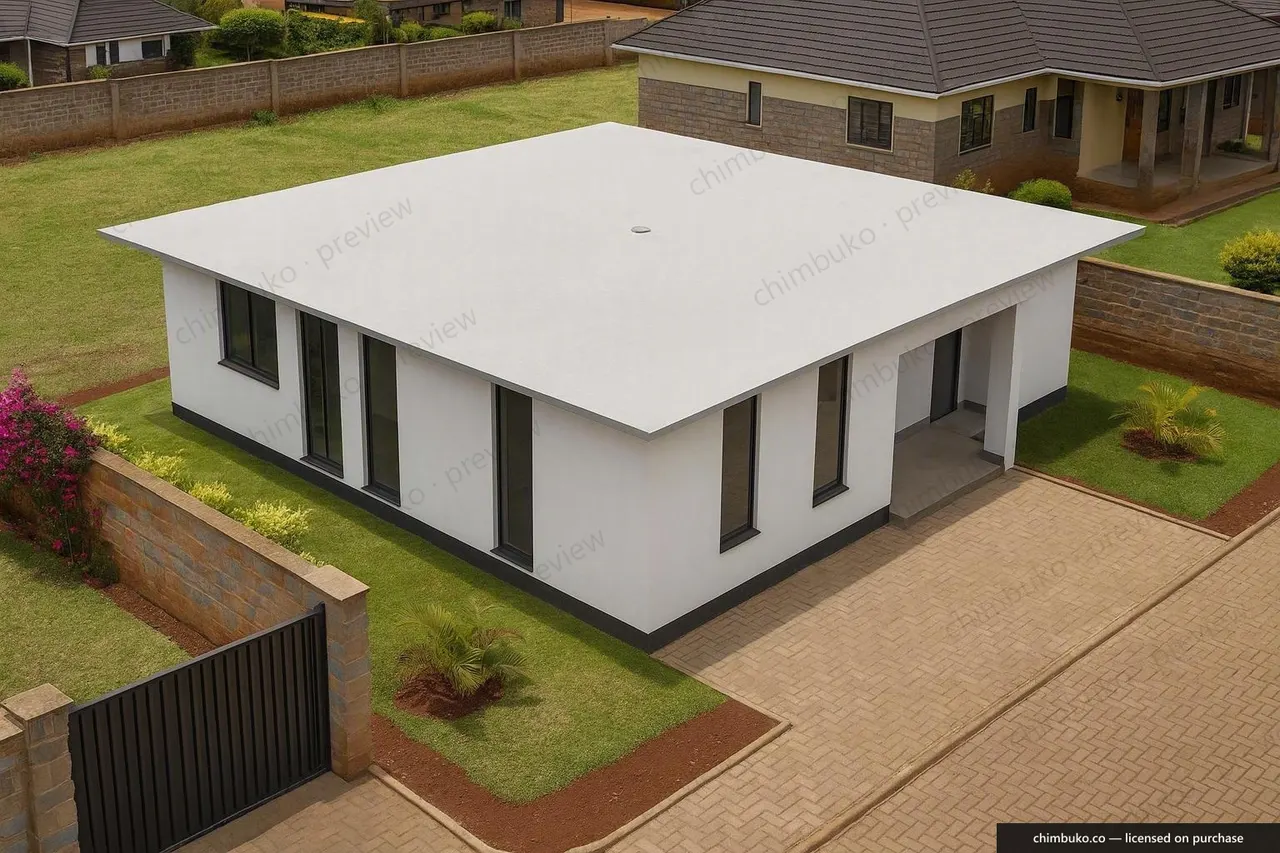 Roof view of the 2-bedroom flat-roof bungalow