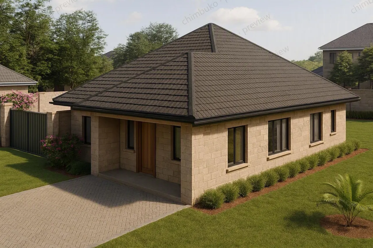 Working model view of the compact 3-bedroom bungalow