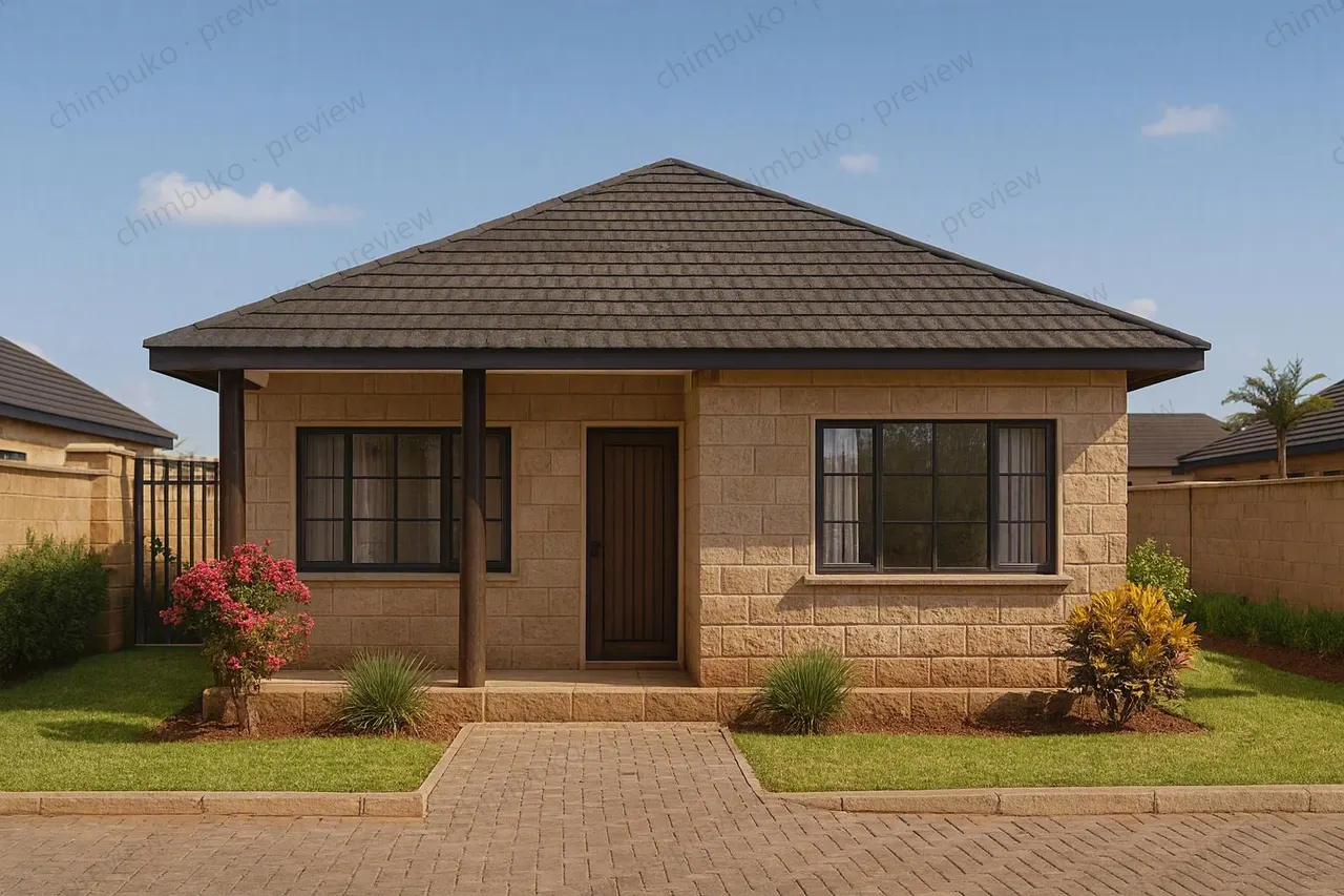 Front view of the 3-bedroom bungalow with a detached DSQ