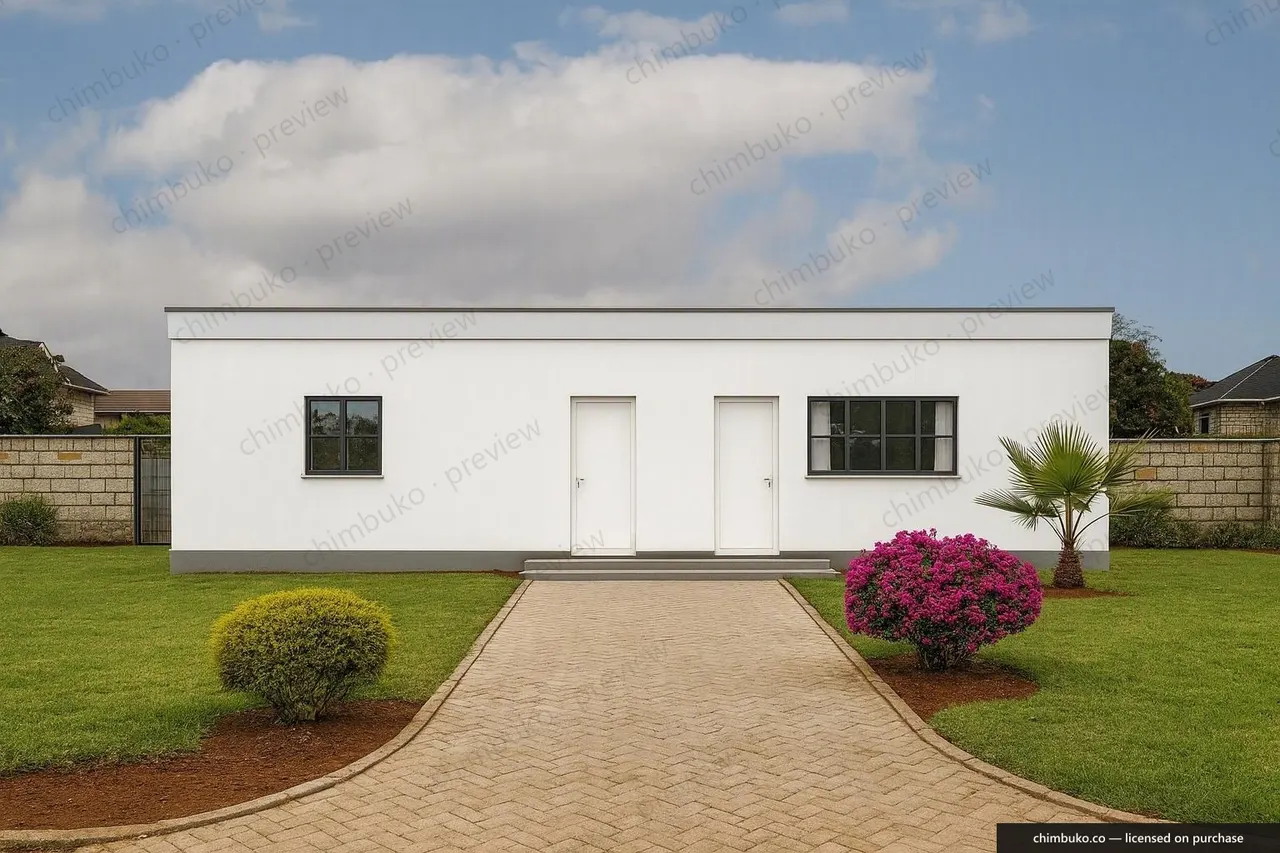Right side view of the 3-bedroom flat-roof bungalow
