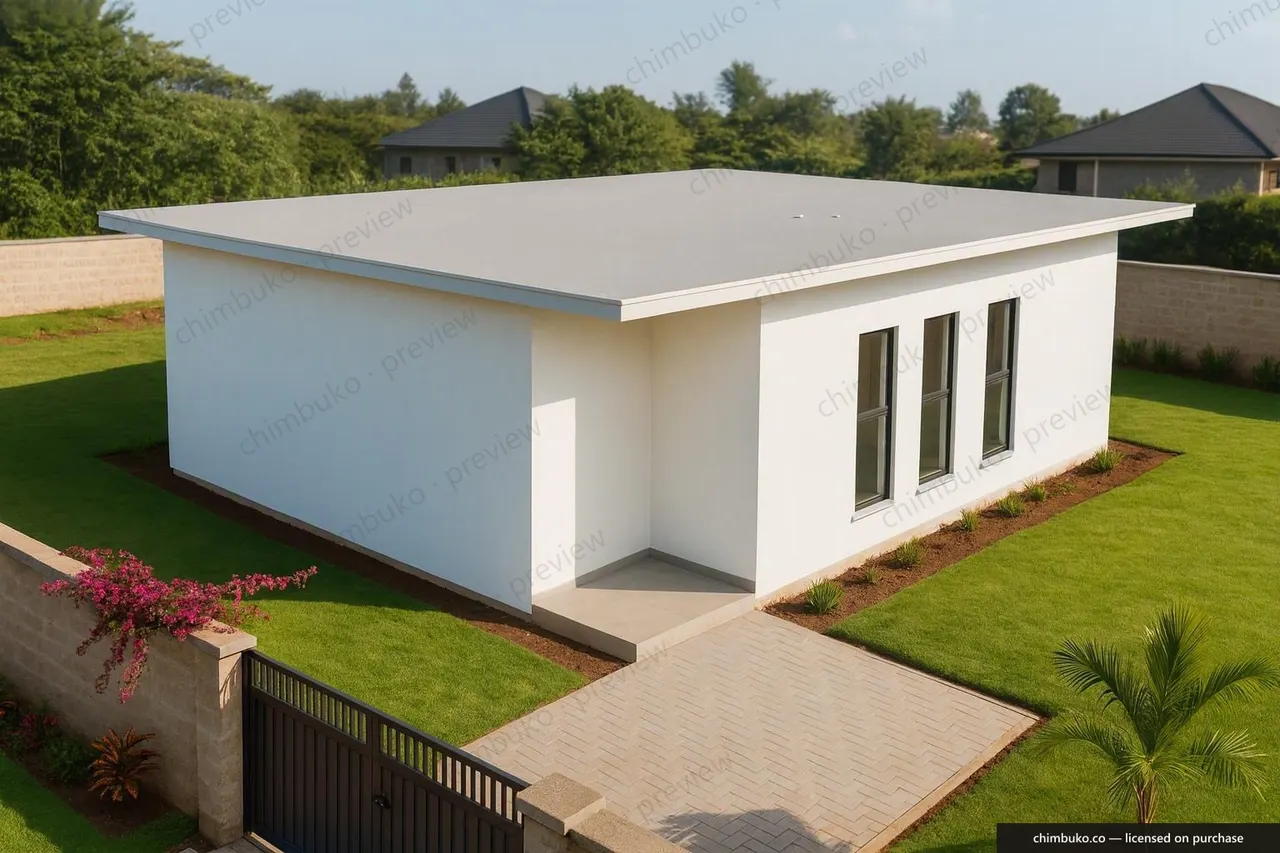 Roof view of the 3-bedroom flat-roof bungalow