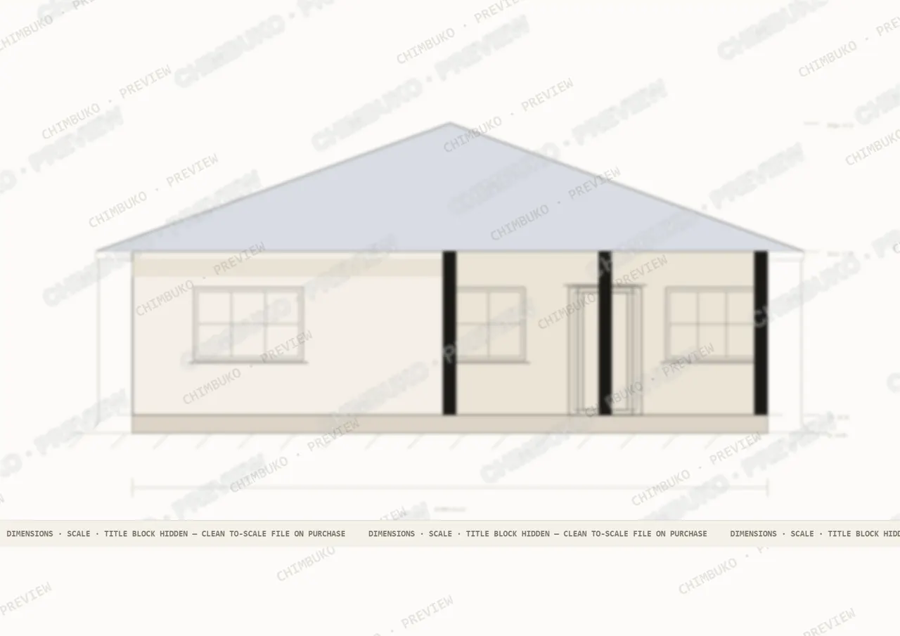 Front elevation sheet of a Kenyan bungalow — obscured preview