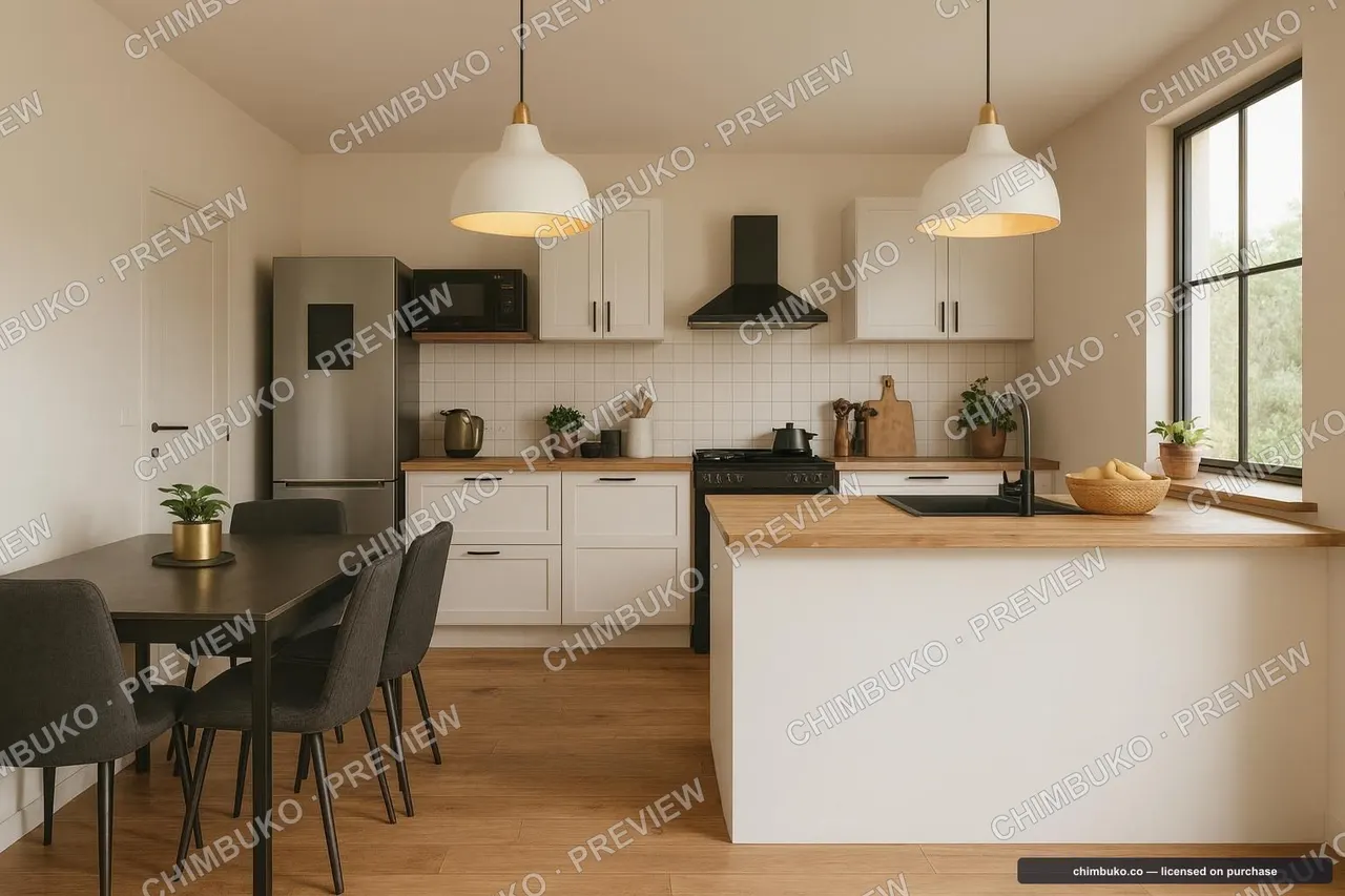 Modern kitchen interior render from a custom briefed Kenyan house plan