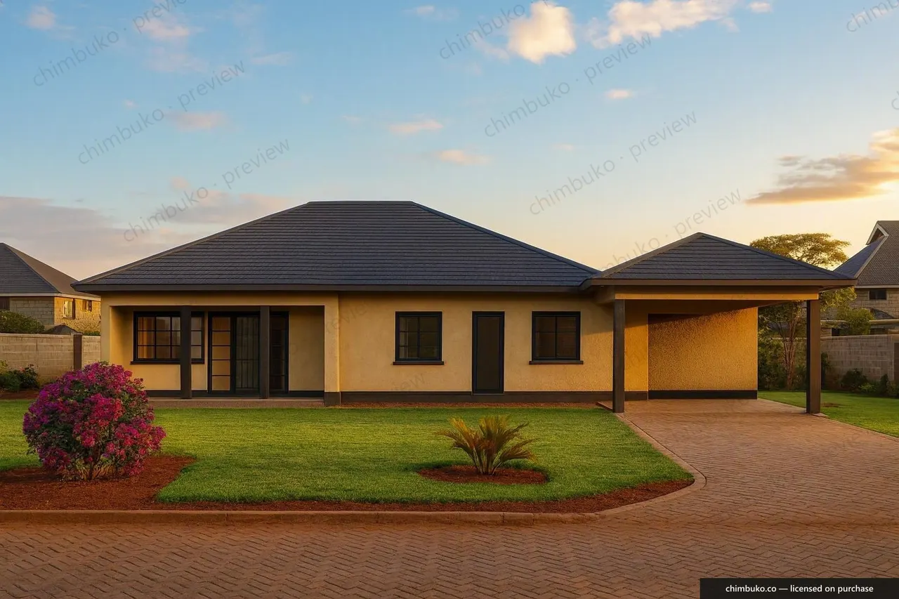 Front view of the 4-bedroom executive bungalow with detached DSQ