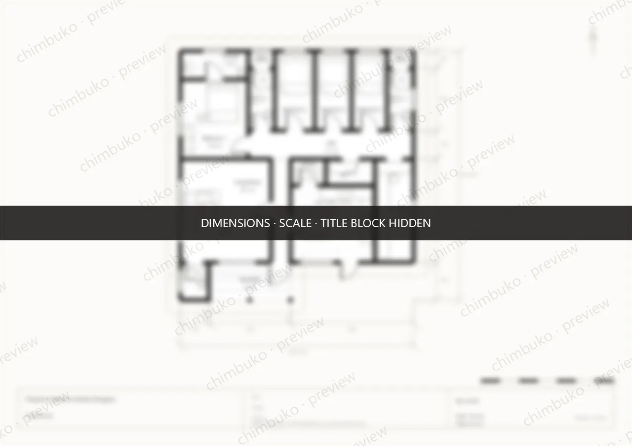 4-bedroom flat-roof bungalow floor plan Kenya — watermarked preview