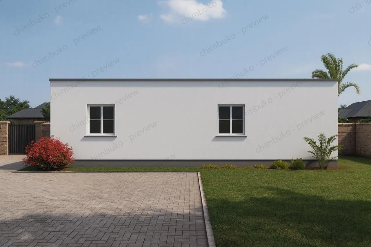 Right side view of the 4-bedroom flat-roof bungalow