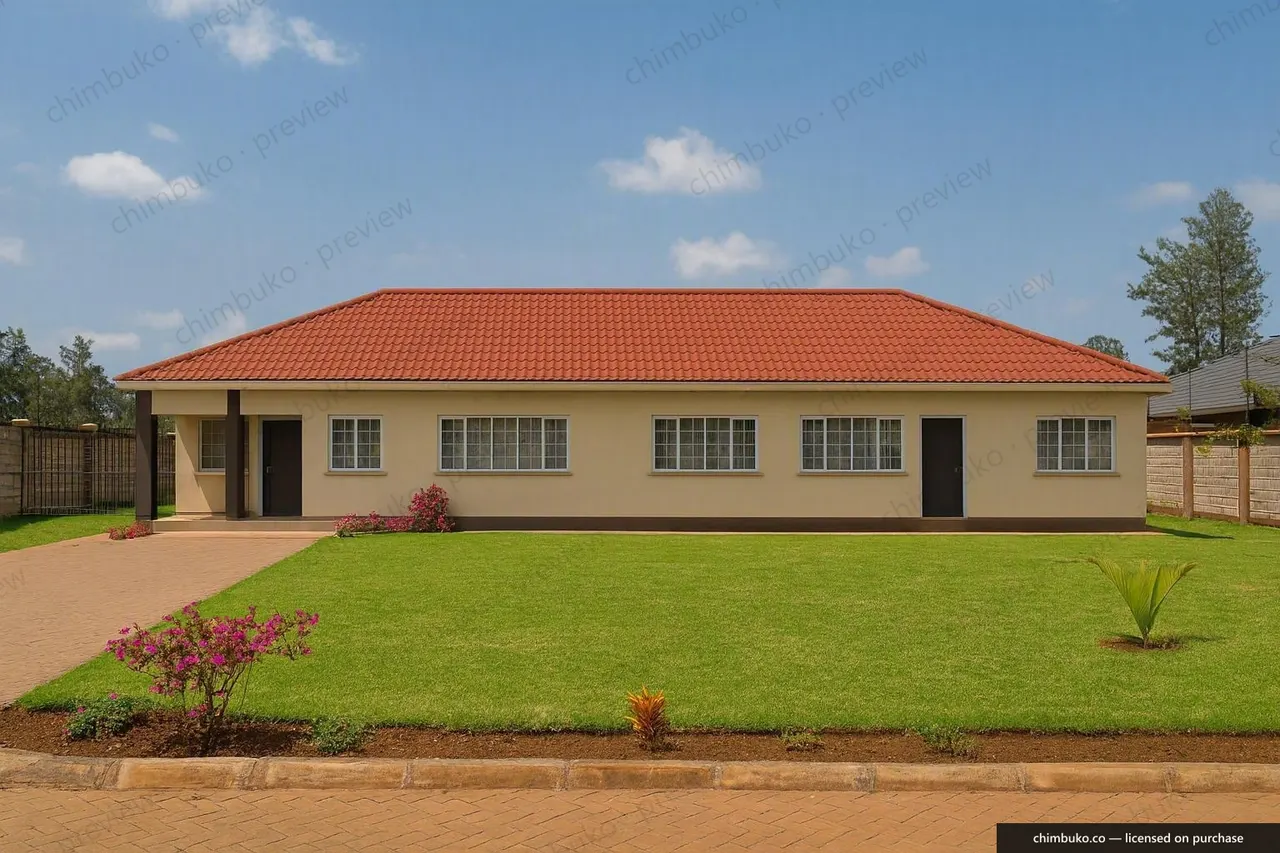 Front view of the 4-bedroom family bungalow with study