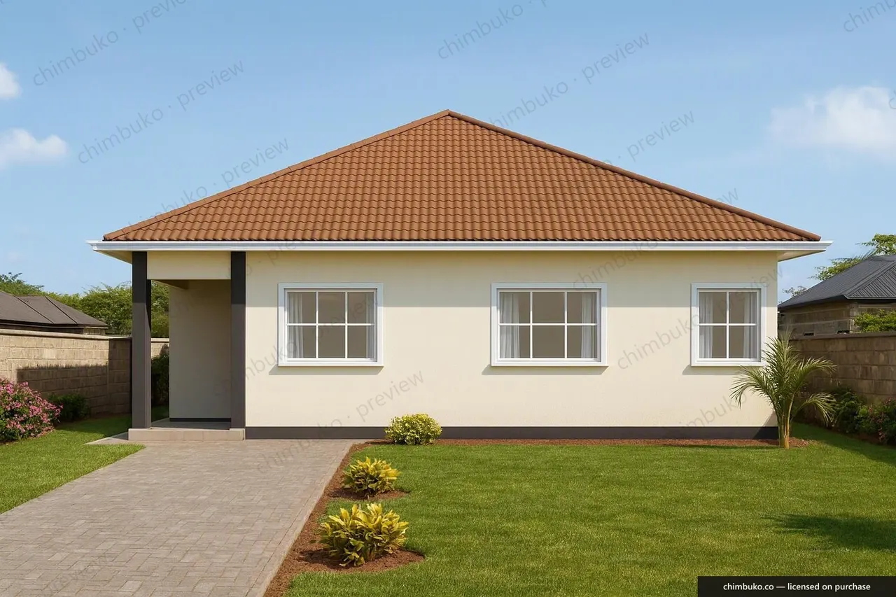 Left side view of the 4-bedroom family bungalow
