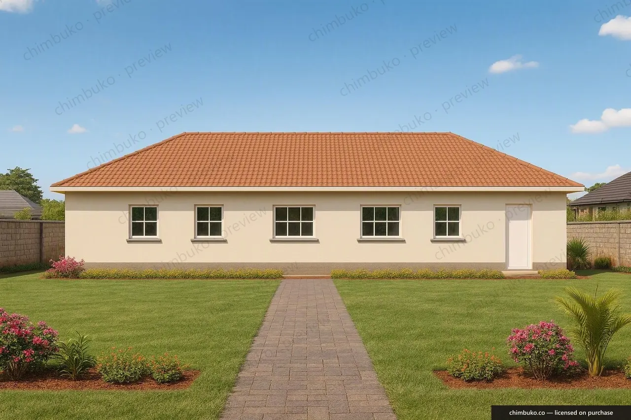 Rear view of the 4-bedroom family bungalow