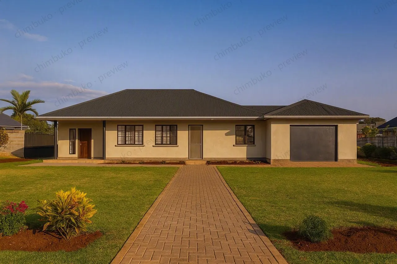 Front view of the 5-bedroom executive bungalow with garage and DSQ