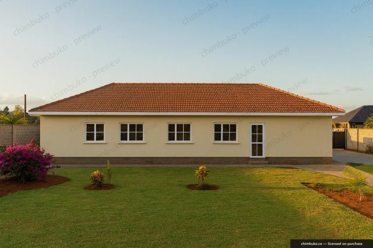 Rear view of the 5-bedroom family bungalow