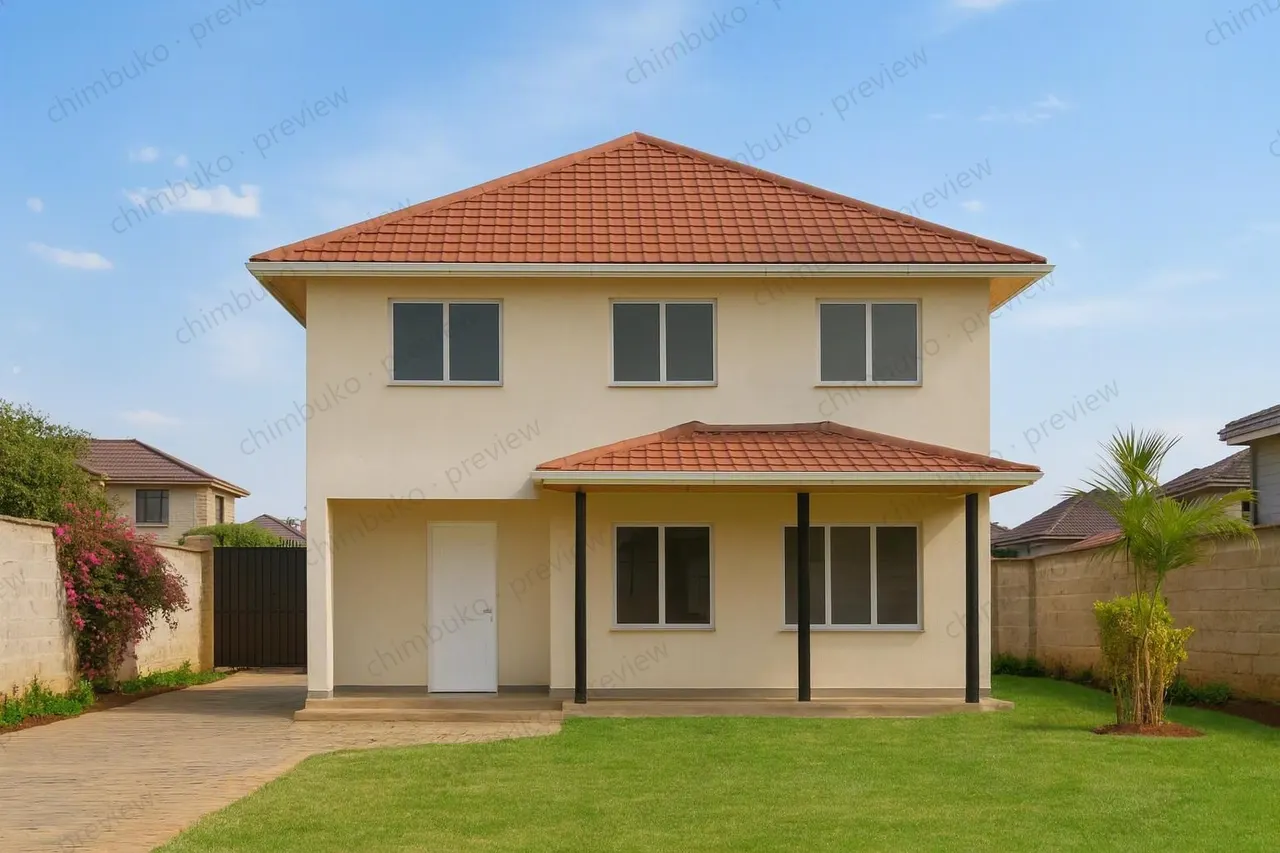 Front view of the 3-bedroom hip-roof maisonette