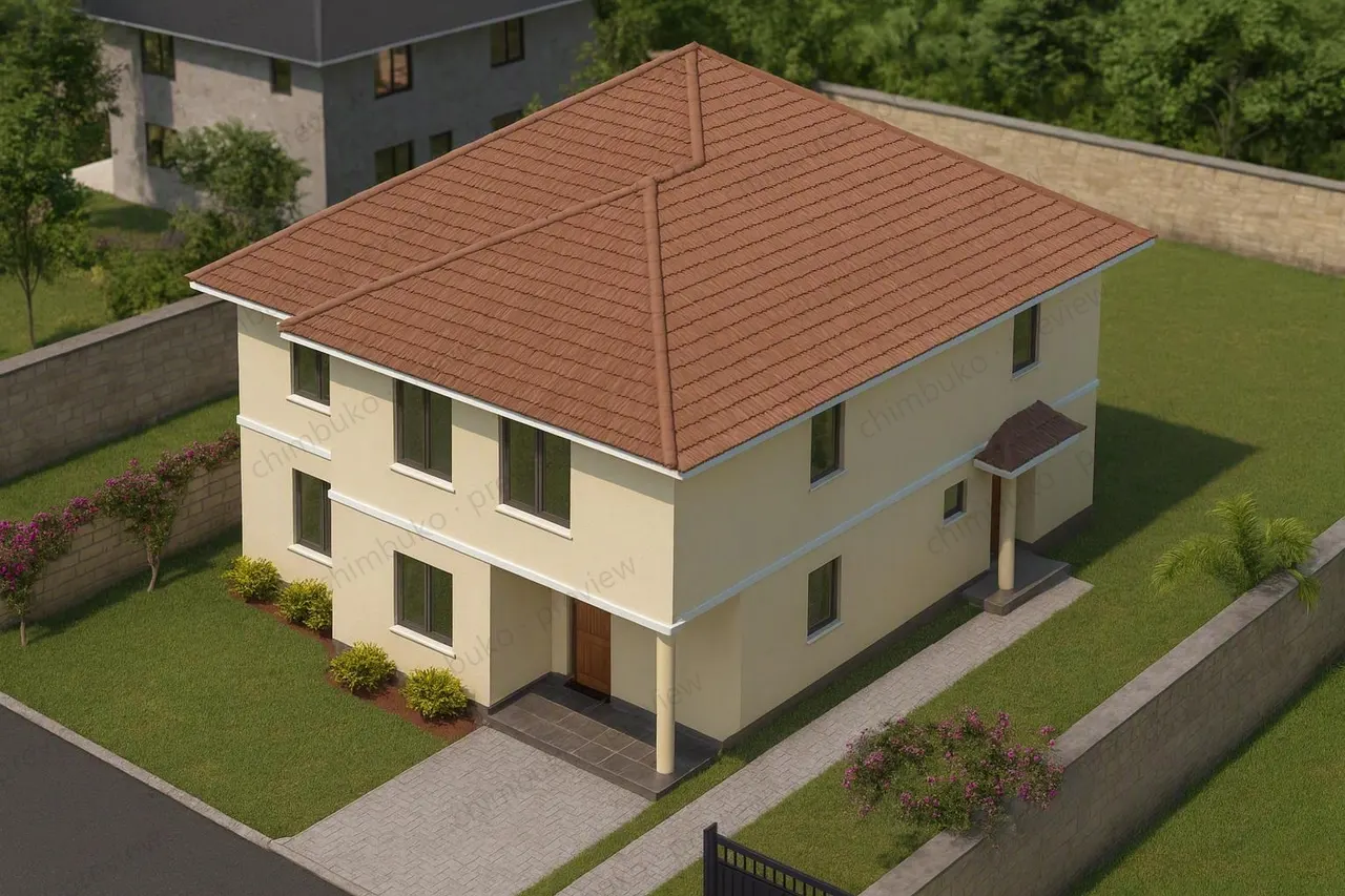 Working model view of the 3-bedroom hip-roof maisonette