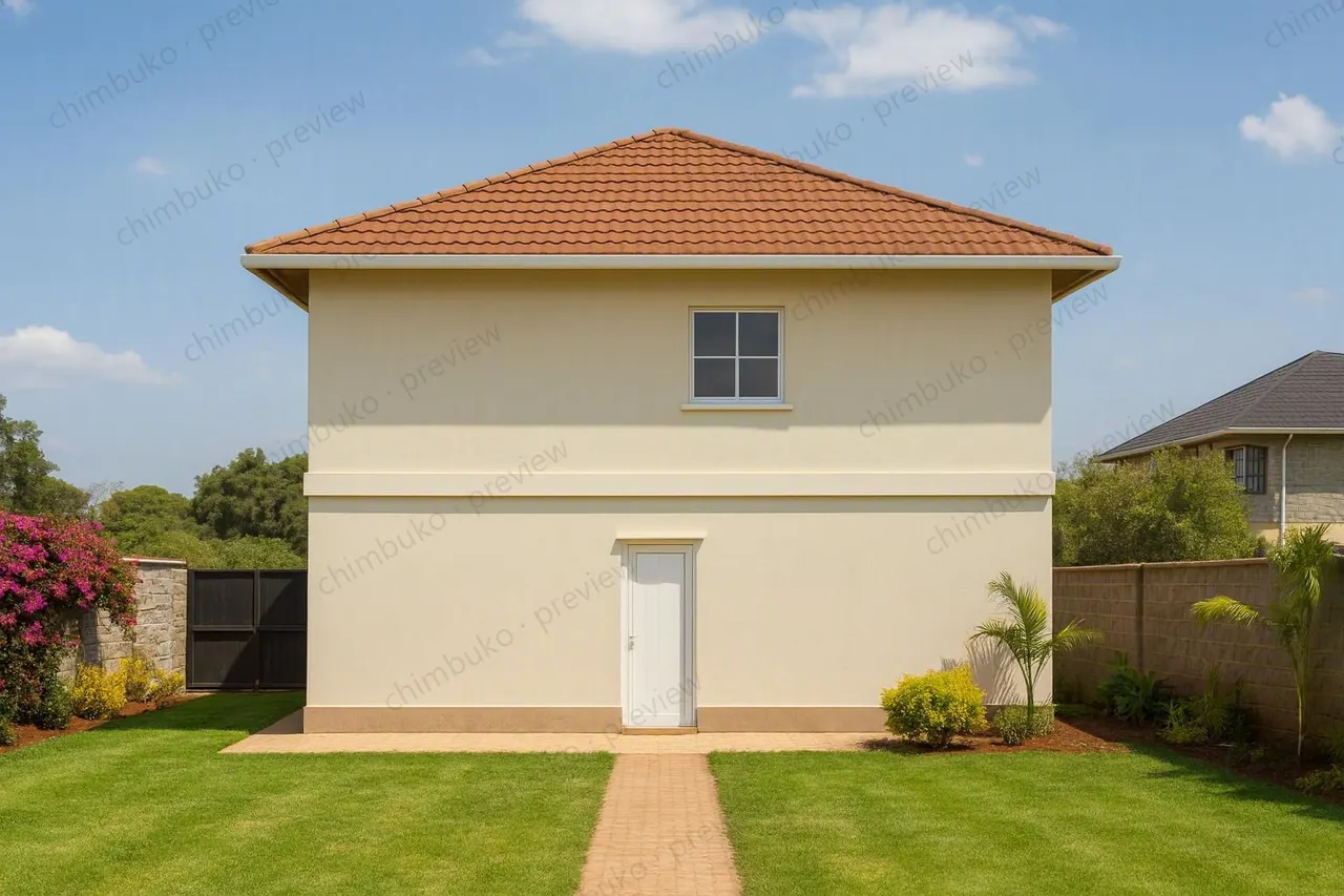Rear view of the 3-bedroom hip-roof maisonette
