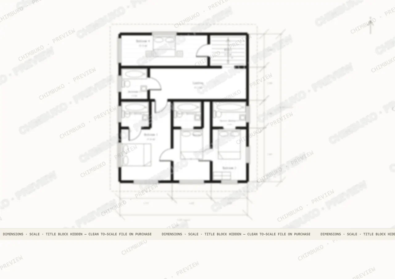 Upper-floor plan of the 4-bedroom maisonette, dimensions obscured