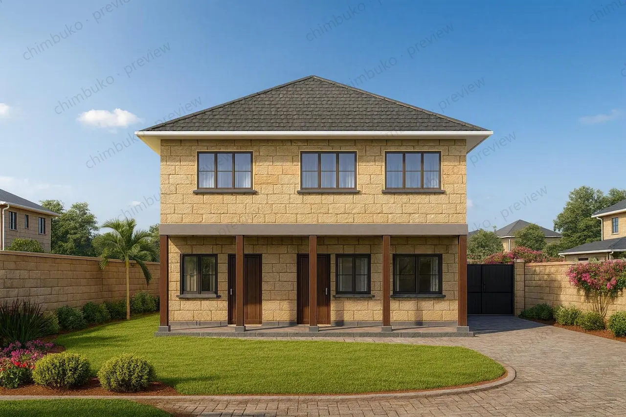 Front view of the 4-bedroom maisonette with a detached garage
