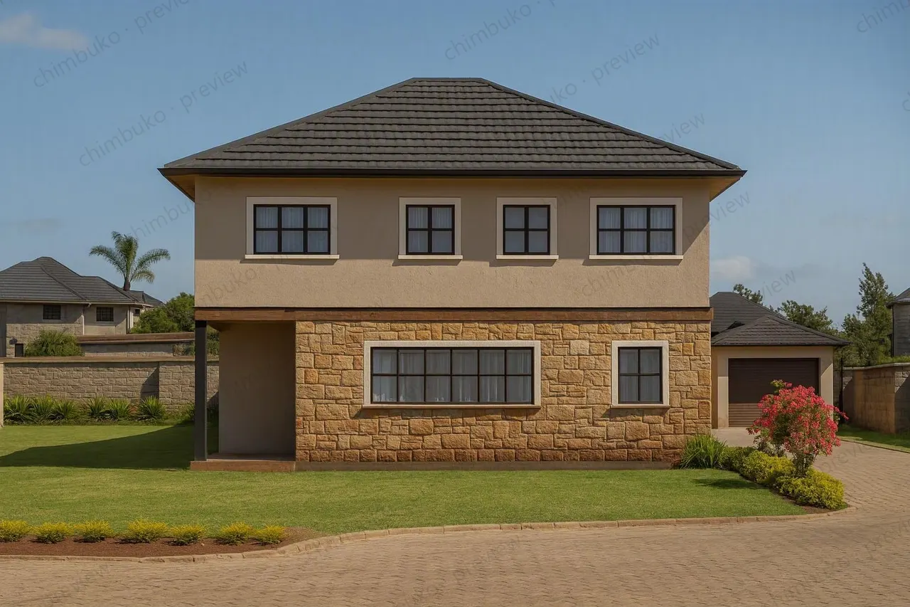 Left side view of the 4-bedroom maisonette with garage