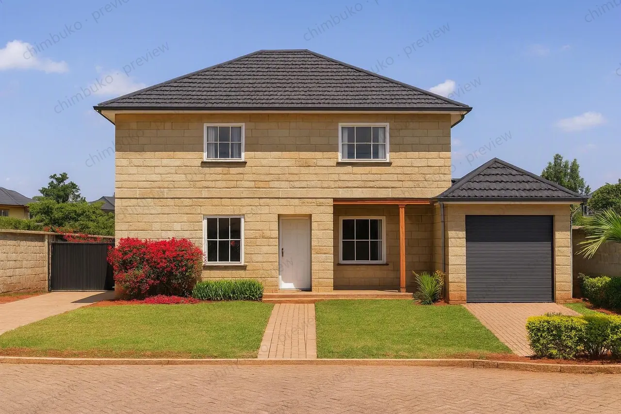 Right side view of the 4-bedroom maisonette with garage
