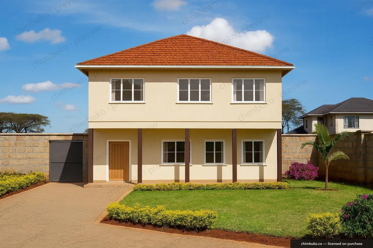 Front view of the classic 4-bedroom hip-roof maisonette