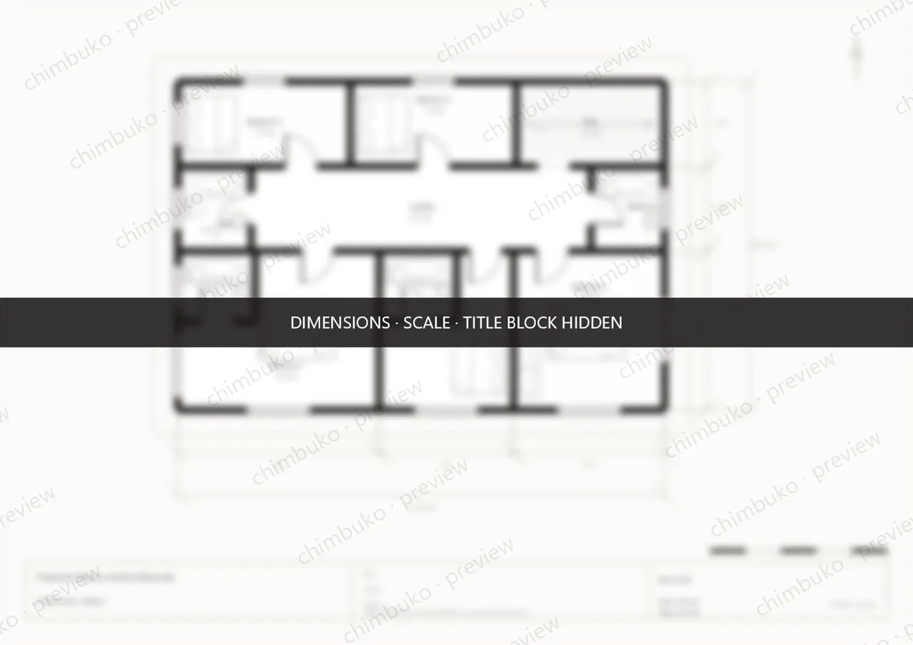 5-bedroom hip-roof maisonette floor plan Kenya, upper floor — watermarked preview
