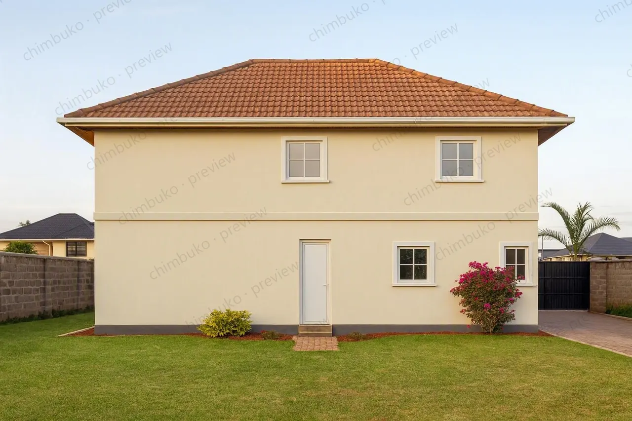 Rear view of the 5-bedroom hip-roof maisonette
