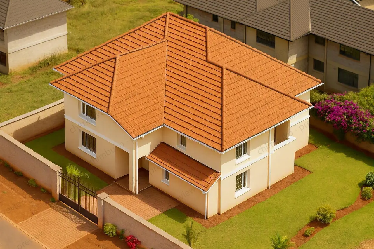 Roof view of the 5-bedroom hip-roof maisonette